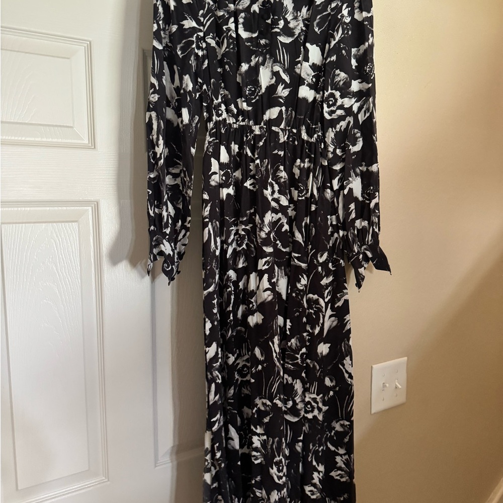 The Kooples Monochrome Floral Long Sleeve Dress - Picture 3 of 6